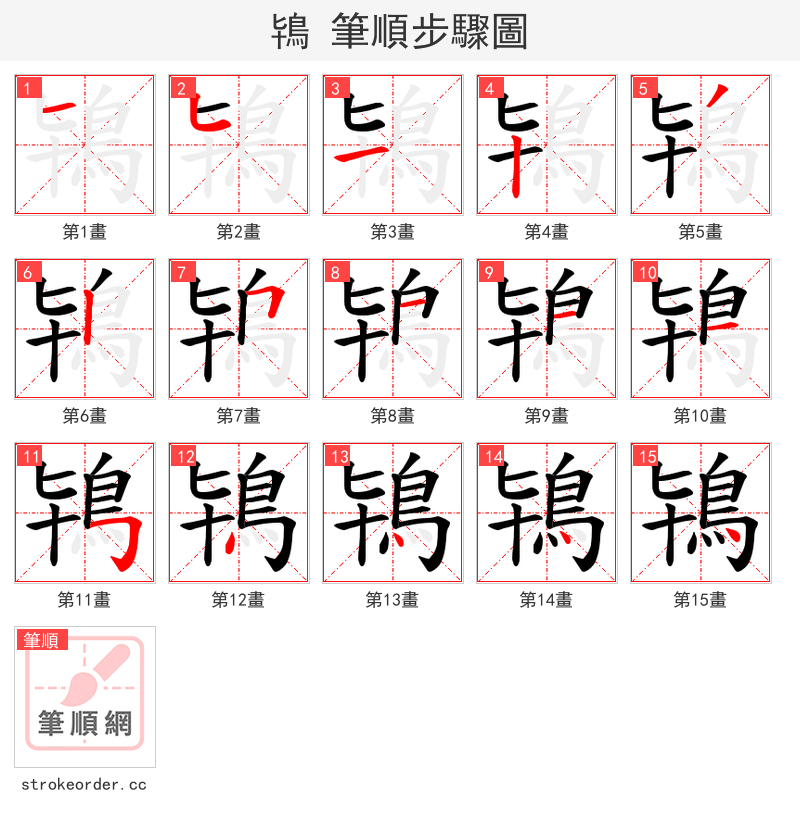 鴇 的笔顺分步演示（一笔一画写字）