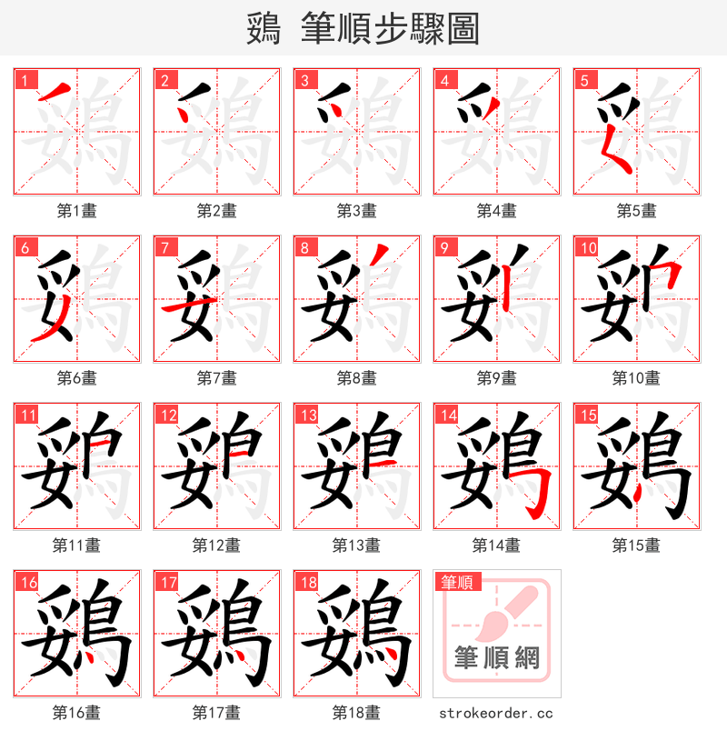 鵎 的笔顺分步演示（一笔一画写字）