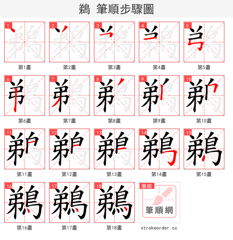 鵜 的笔顺分步演示（一笔一画写字）