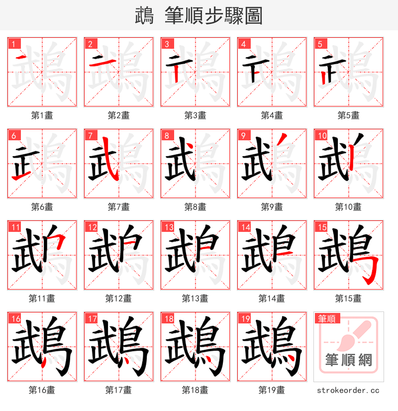 鵡 的笔顺分步演示（一笔一画写字）