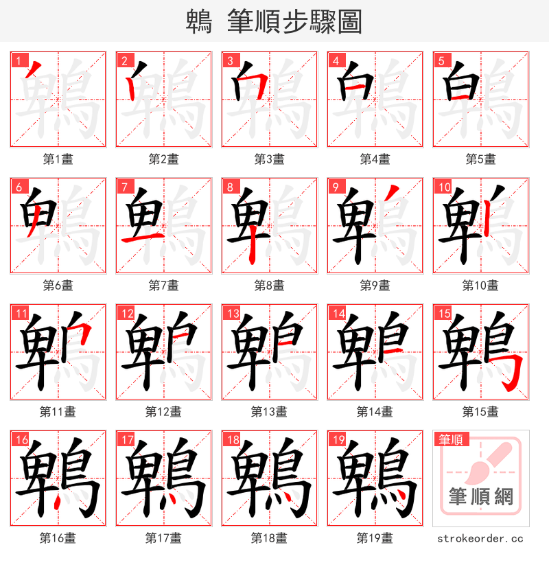 鵯 的笔顺分步演示（一笔一画写字）