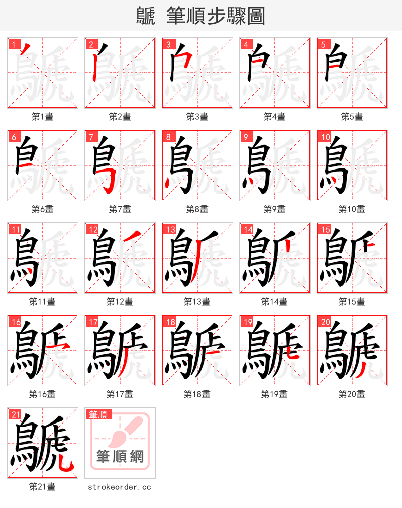 鷈 的笔顺分步演示（一笔一画写字）