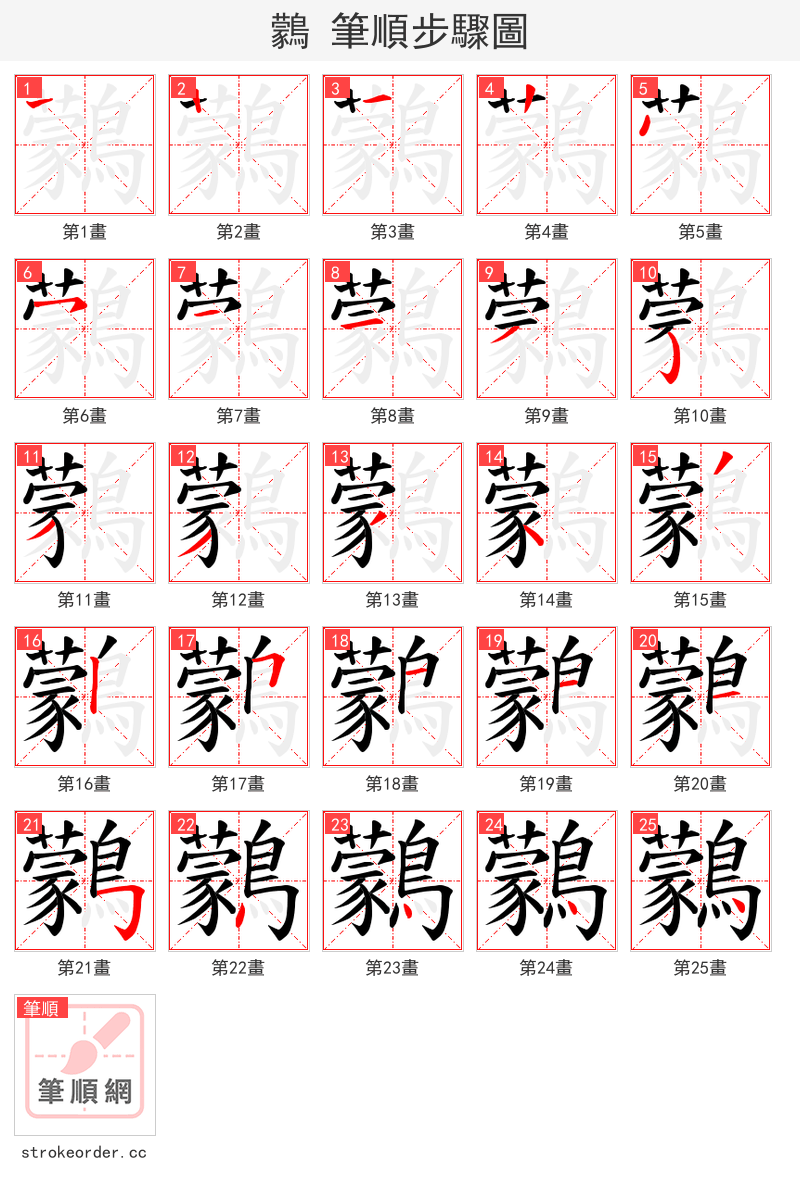 鸏 的笔顺分步演示（一笔一画写字）