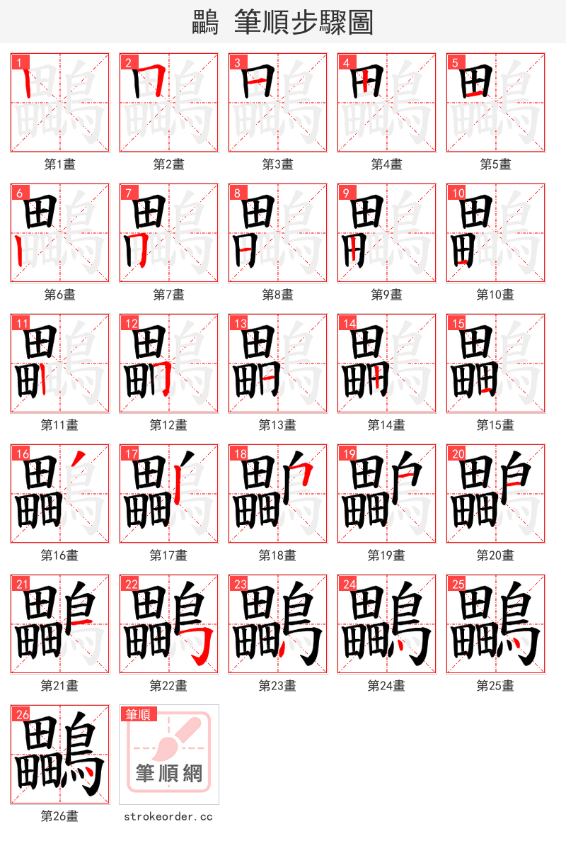 鸓 的笔顺分步演示（一笔一画写字）