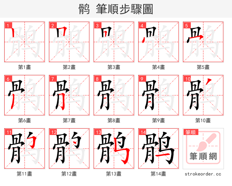 鹘 的笔顺分步演示（一笔一画写字）