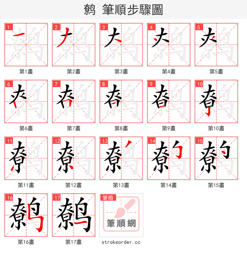 鹩 的笔顺分步演示（一笔一画写字）