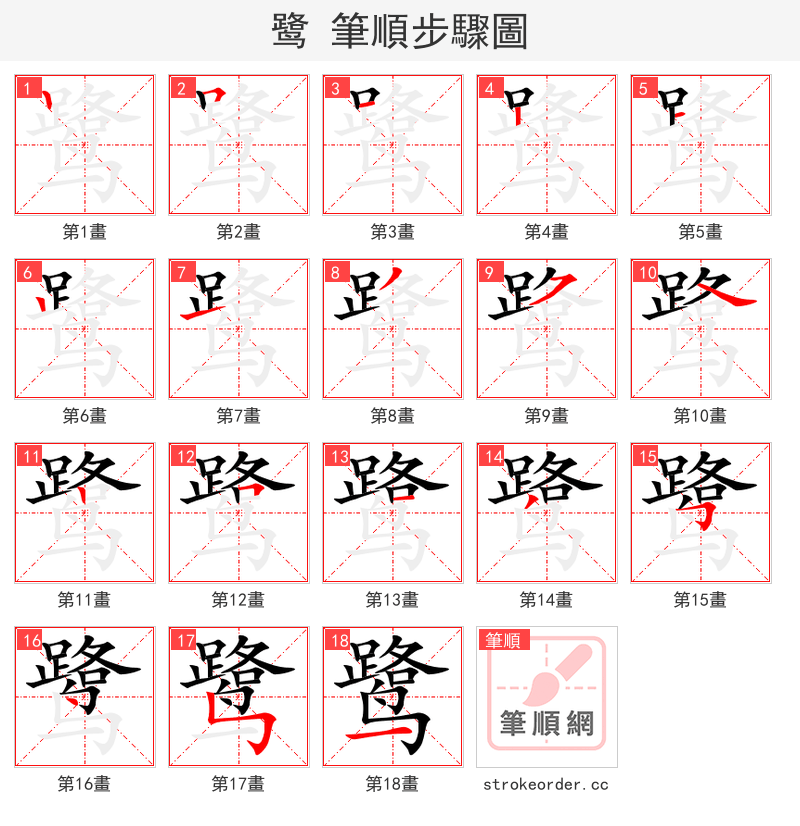 鹭 的笔顺分步演示（一笔一画写字）
