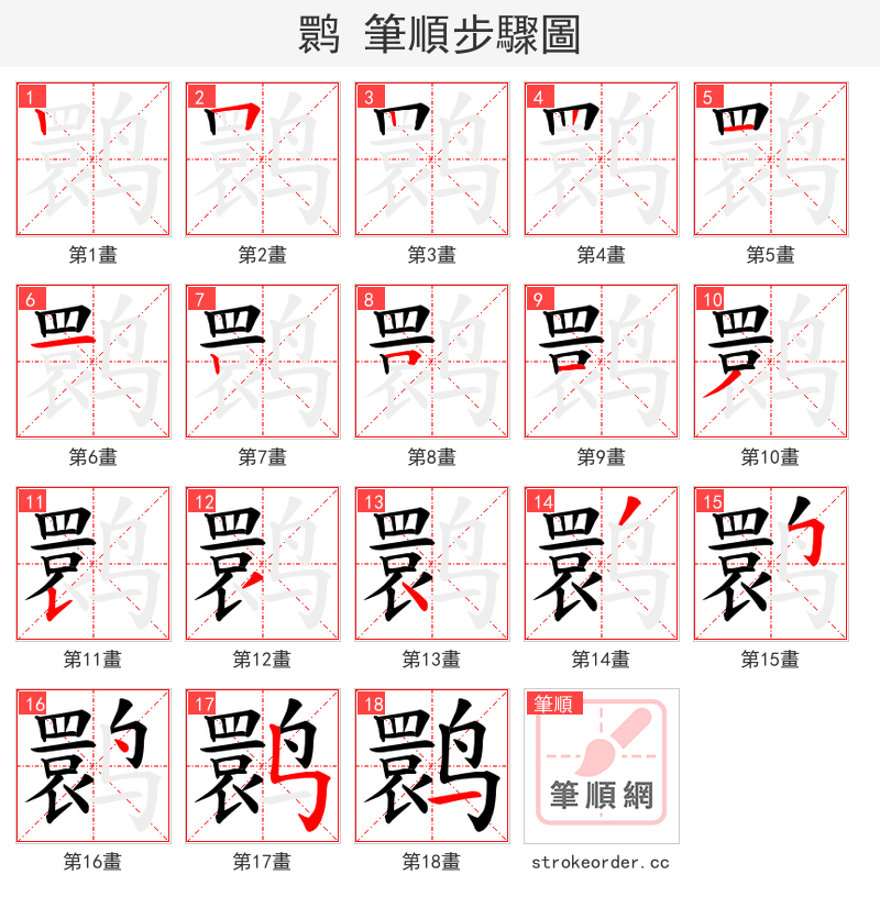 鹮 的笔顺分步演示（一笔一画写字）