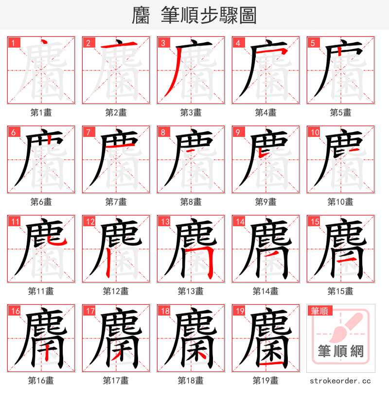 麕 的笔顺分步演示（一笔一画写字）