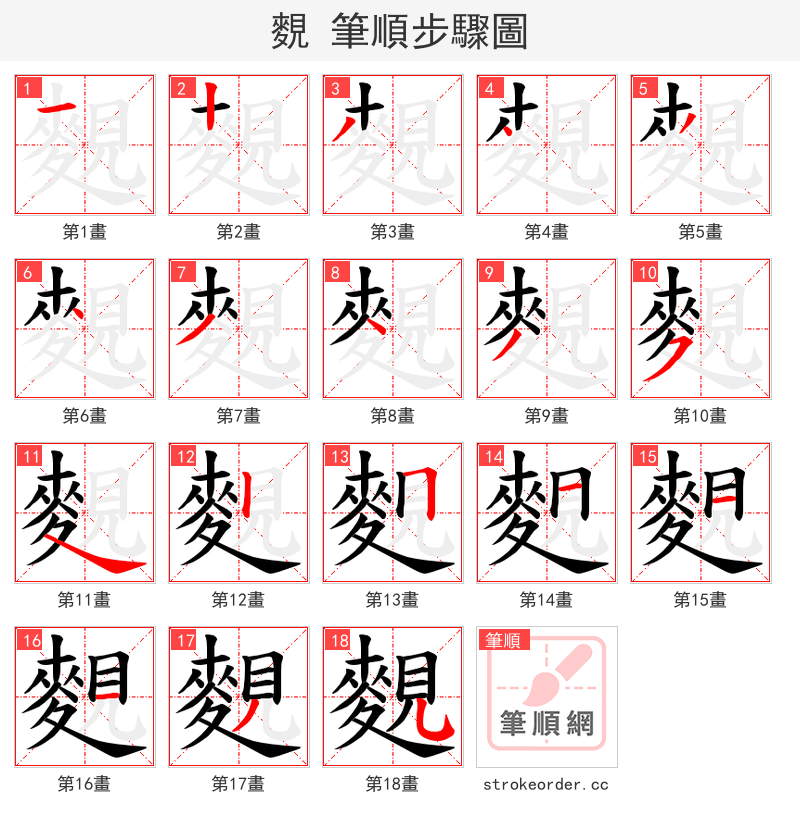麲 的笔顺分步演示（一笔一画写字）