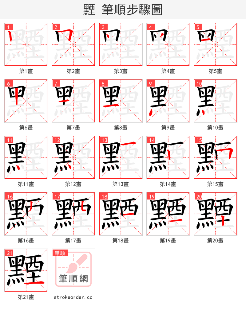 黫 的笔顺分步演示（一笔一画写字）