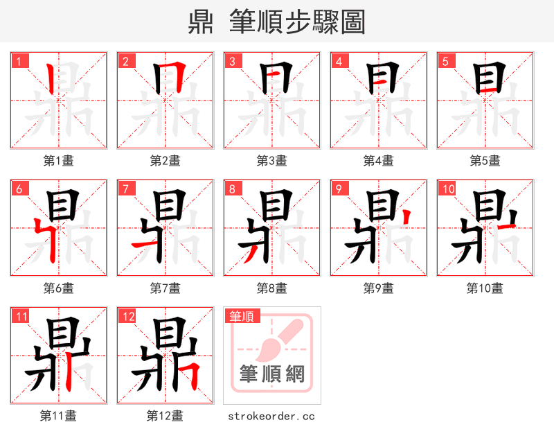 鼎 的笔顺分步演示（一笔一画写字）