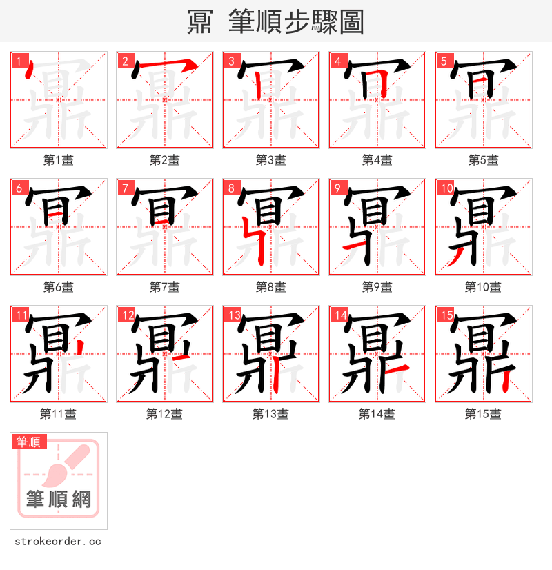 鼏 的笔顺分步演示（一笔一画写字）
