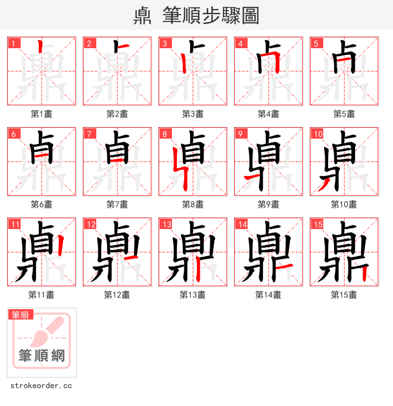 鼑 的笔顺分步演示（一笔一画写字）