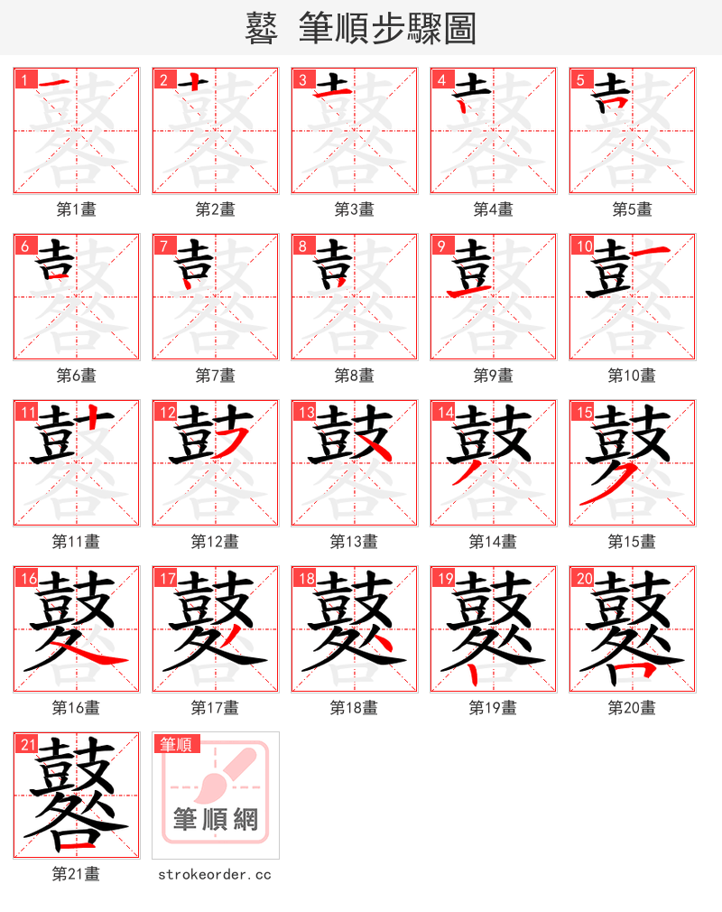 鼛 的笔顺分步演示（一笔一画写字）