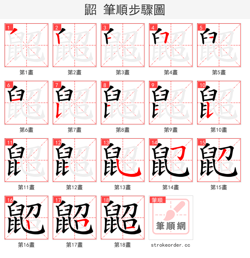 鼦 的笔顺分步演示（一笔一画写字）