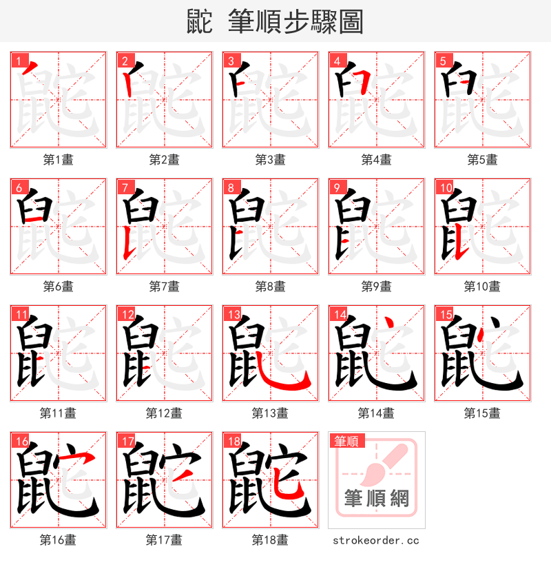 鼧 的笔顺分步演示（一笔一画写字）