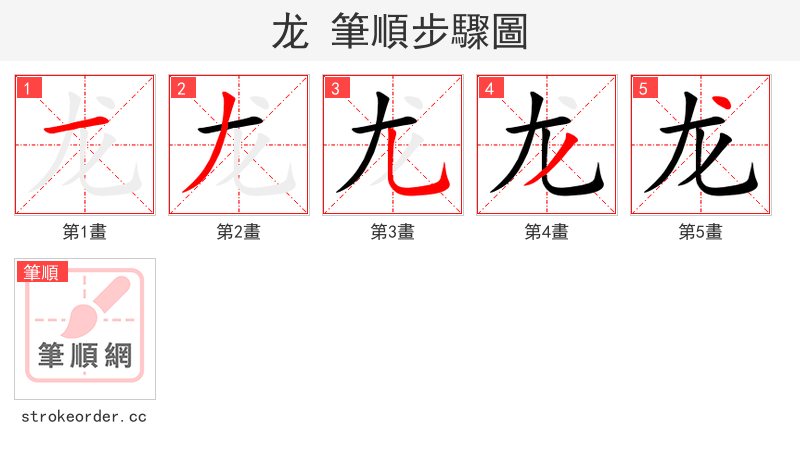 龙 的笔顺分步演示（一笔一画写字）